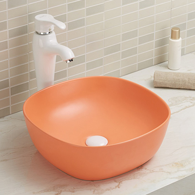 19x19 12x12 Round Drop In Bathroom Sink Basin Rustic Orange สีแดง สีขาว สีเทา