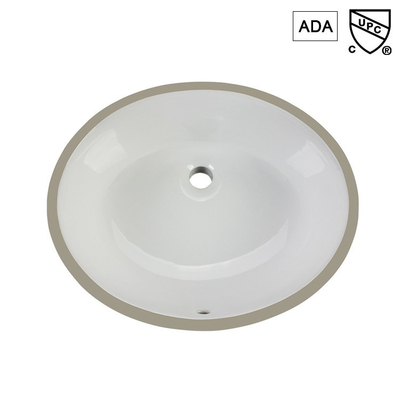 ห้องน้ำ Ada สีขาวทันสมัยอ่างล้างหน้า Undermount Trough Oval Ceramic 15 นิ้ว
